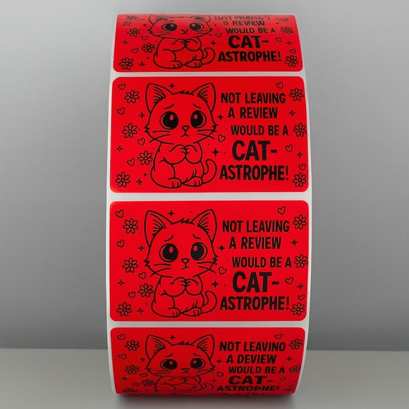 Cat Review Stickers – Cute Not Leaving a Review Would Be a Catastrophe Labels - Picture 4 of 11